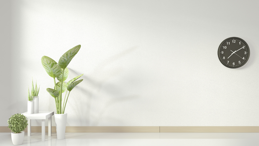 Tranquil living space with indoor plants and warm-toned lighting promoting relaxation.