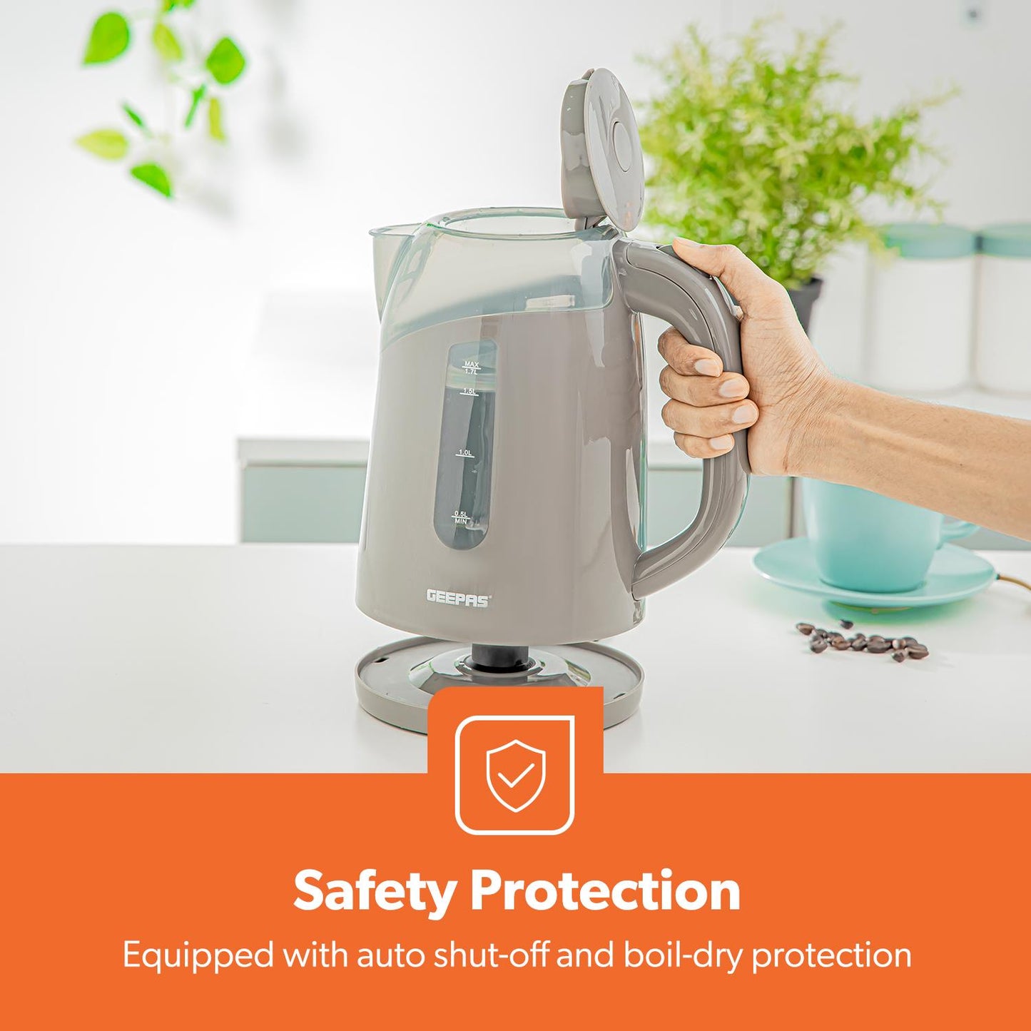 Geepas 650W 2-Slice Toaster & 2200W Illuminating Electric Kettle Combo Set - 1.7L Cordless Jug