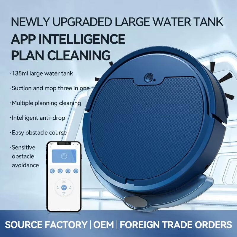 Intelligent Sweeping Robot Large Water Tank Mobile App Remote Control Planning and Cleaning Line Low Noise 2000 Pa Large Suction