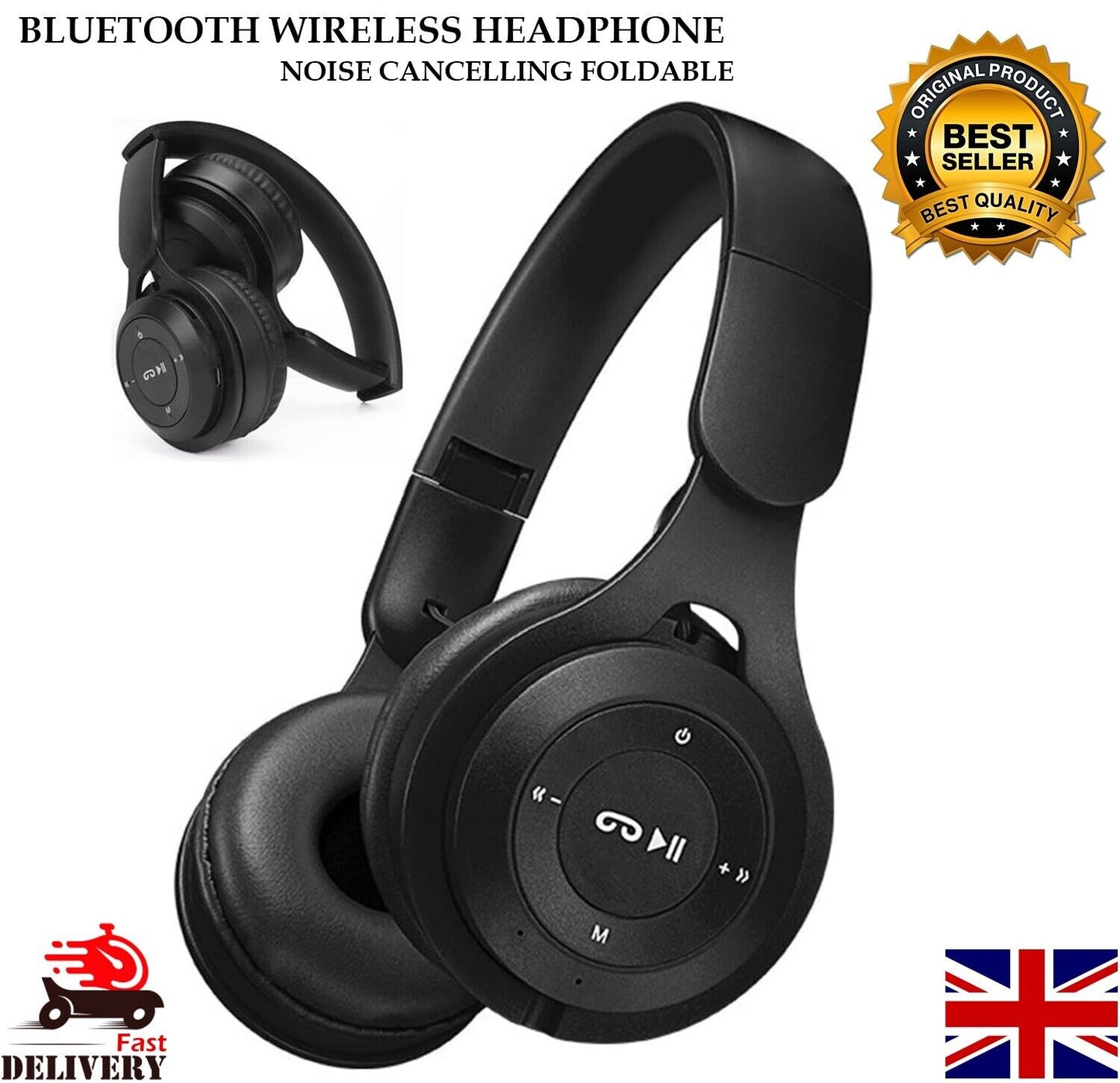 Wireless Bluetooth Headphones with Noise Cancelling Over-Ear Stereo Earphones