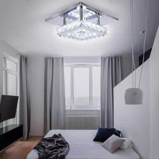 LED Crystal Ceiling Light Minimalist Modern Lamp Living Room Bedroom Lights
