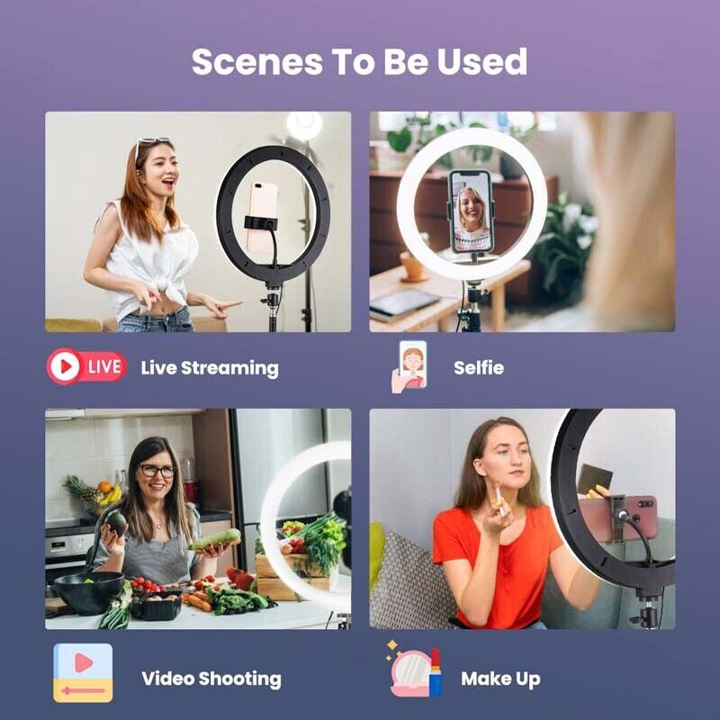 12Inch LED Selfie Live Makeup Ring Light with 1.7Meter Tripod Stand Phone Holder