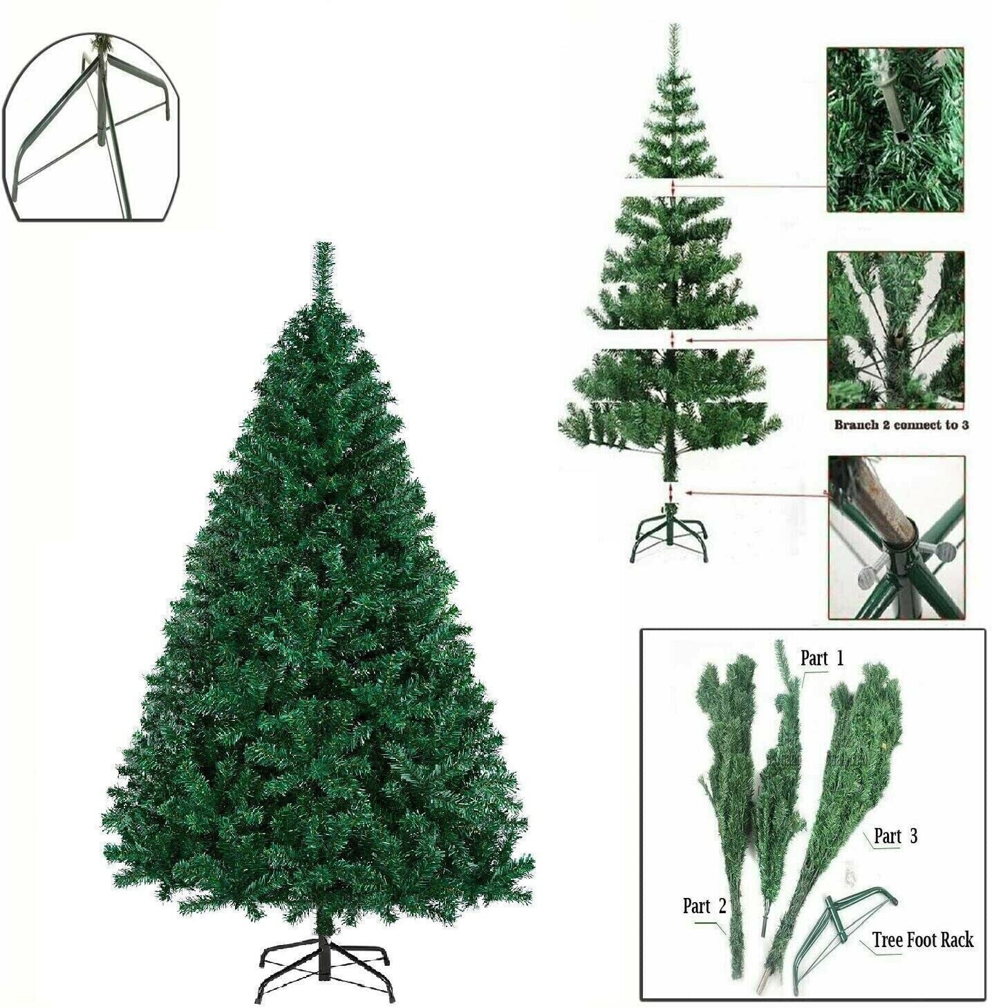 6Ft Christmas Tree Traditional Artificial Large Bushy Xmas Tree with Metal Stand