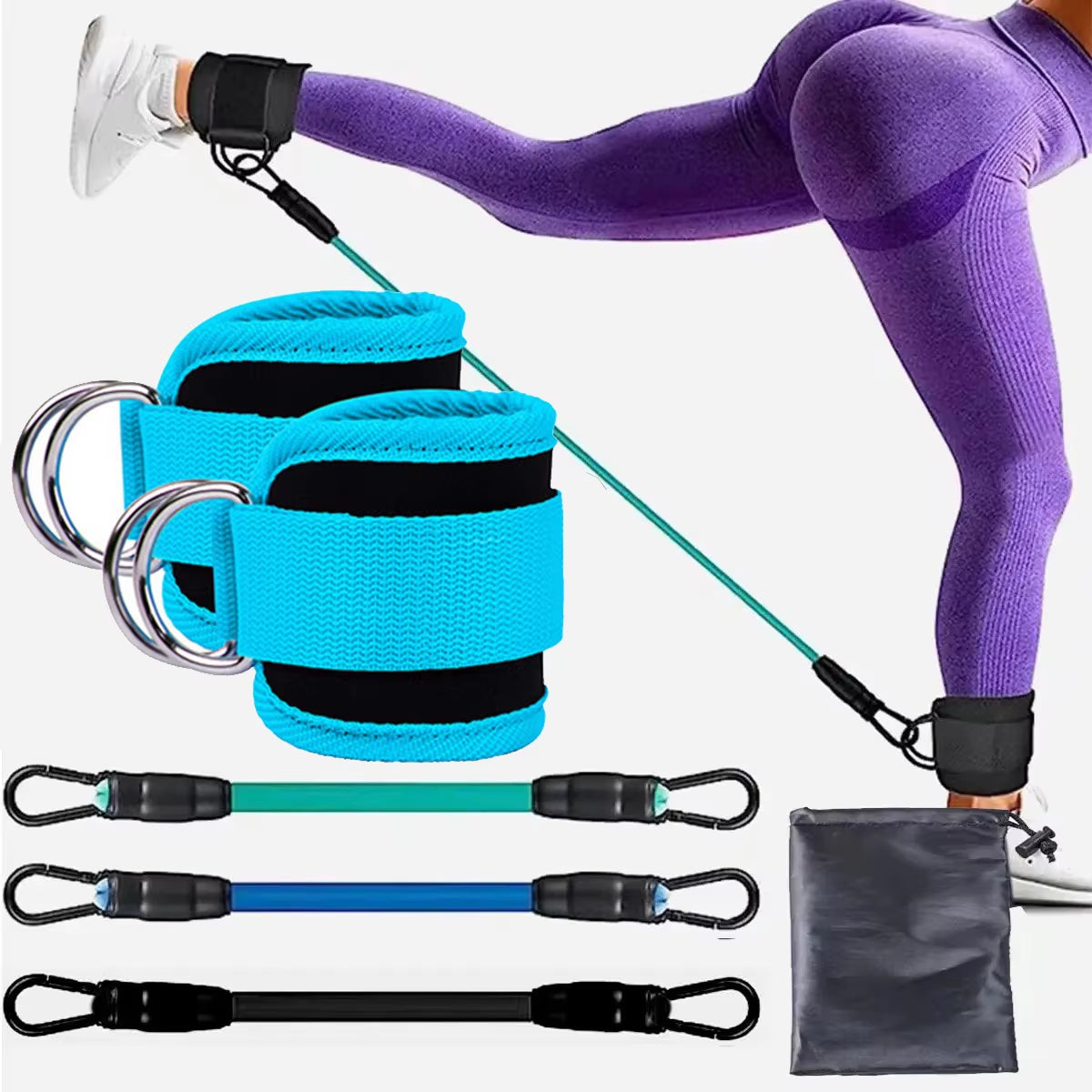 Ankle Strap Resistance Bands – Elastic Fitness Training Equipment for Yoga, Pilates, CrossFit, and Gym Workouts