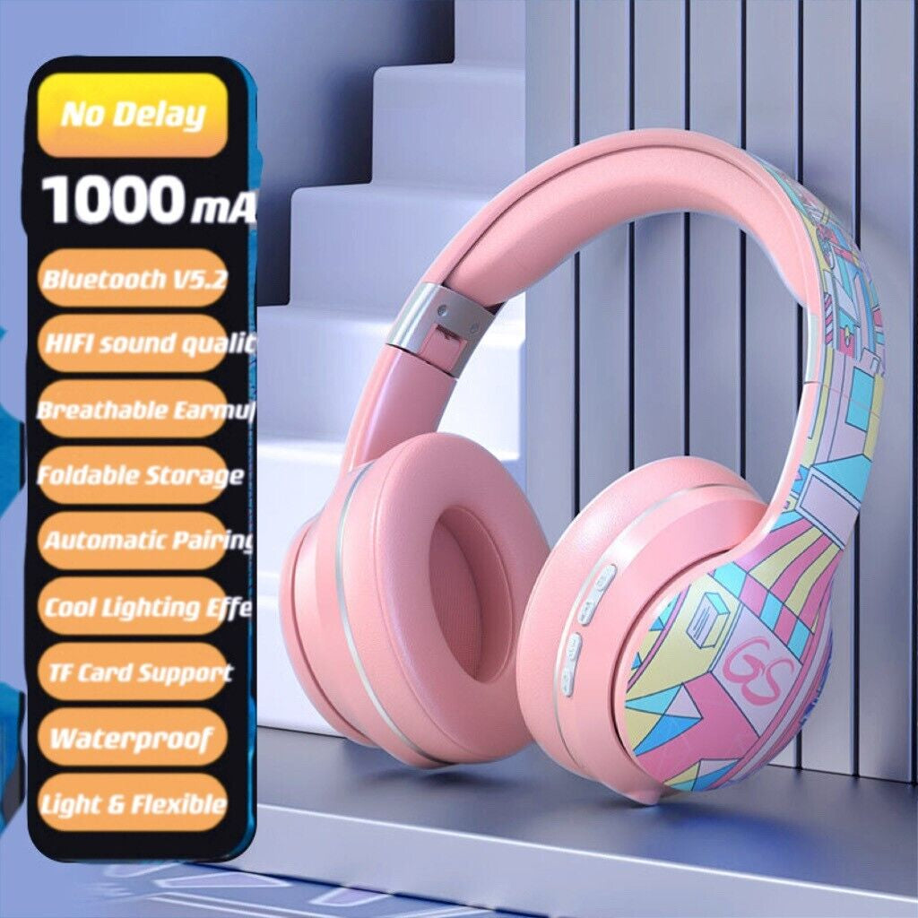Wireless Bluetooth Headphones with Noise Cancelling, Over-Ear Hi-Fi Stereo Earphones with Bluetooth 5.2, Foldable & Ergonomic Design