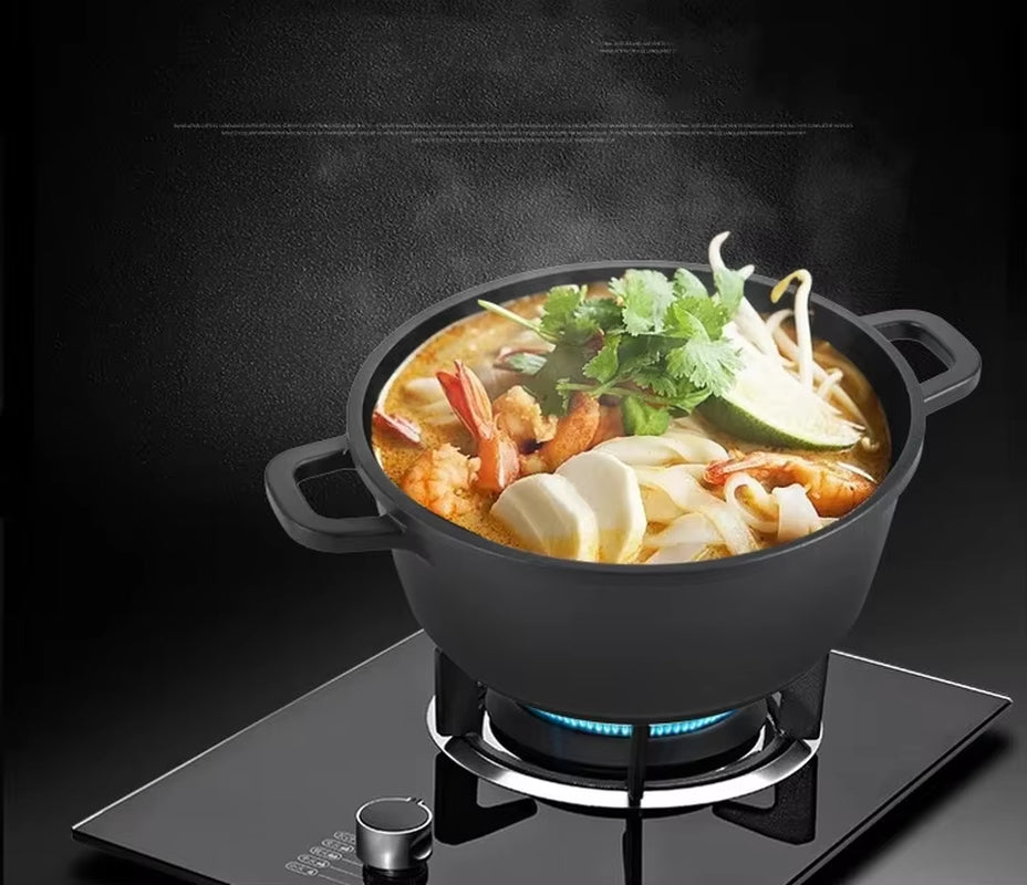 Japanese-Style Aluminum Non-Stick Multi-Function Soup Pot with Glass Lid (20cm/22cm/24cm)