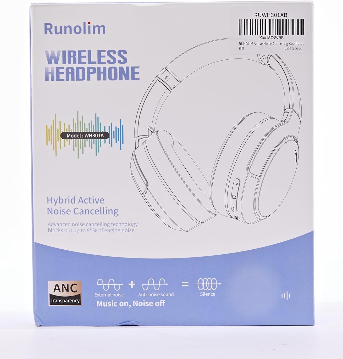 Hybrid Active Noise Cancelling Headphones, Wireless over Ear Bluetooth Headphones with Microphone, 70H Playtime, Foldable Wireless Headphones with Hifi Audio, Deep Bass for Home Travel Office