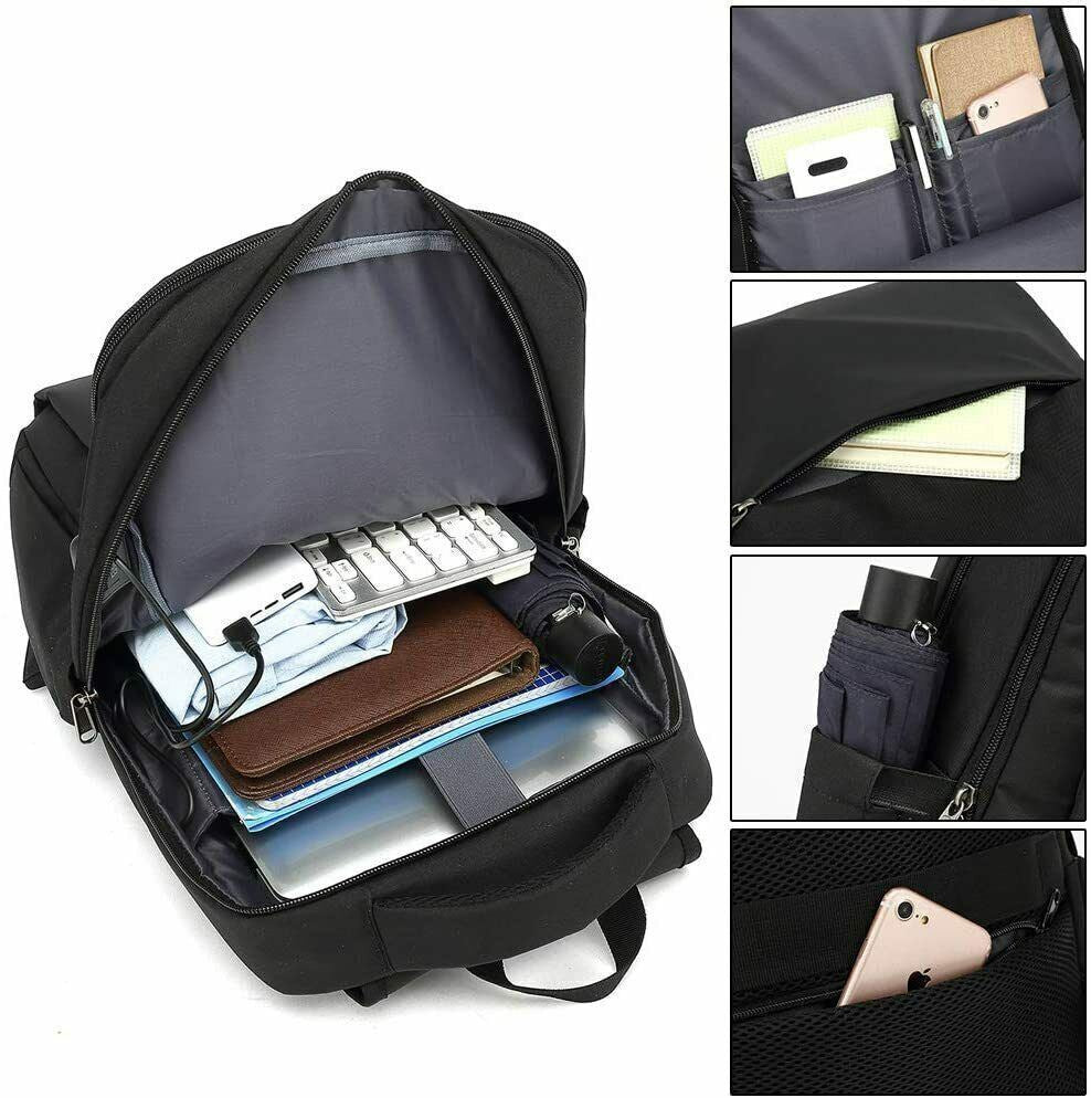 Waterproof Unisex Backpack Bag School Travel Laptop Bags USB Charging Port