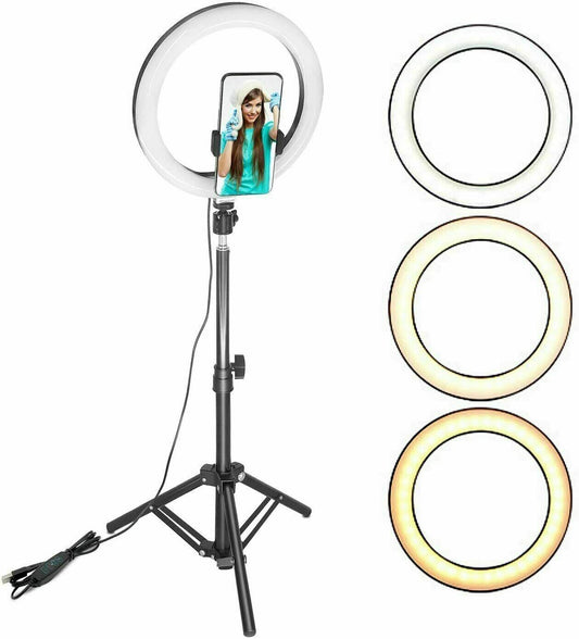 LARGE 12" LED Ring Light with Stand for Youtube Tiktok Makeup Video Phone Selfie