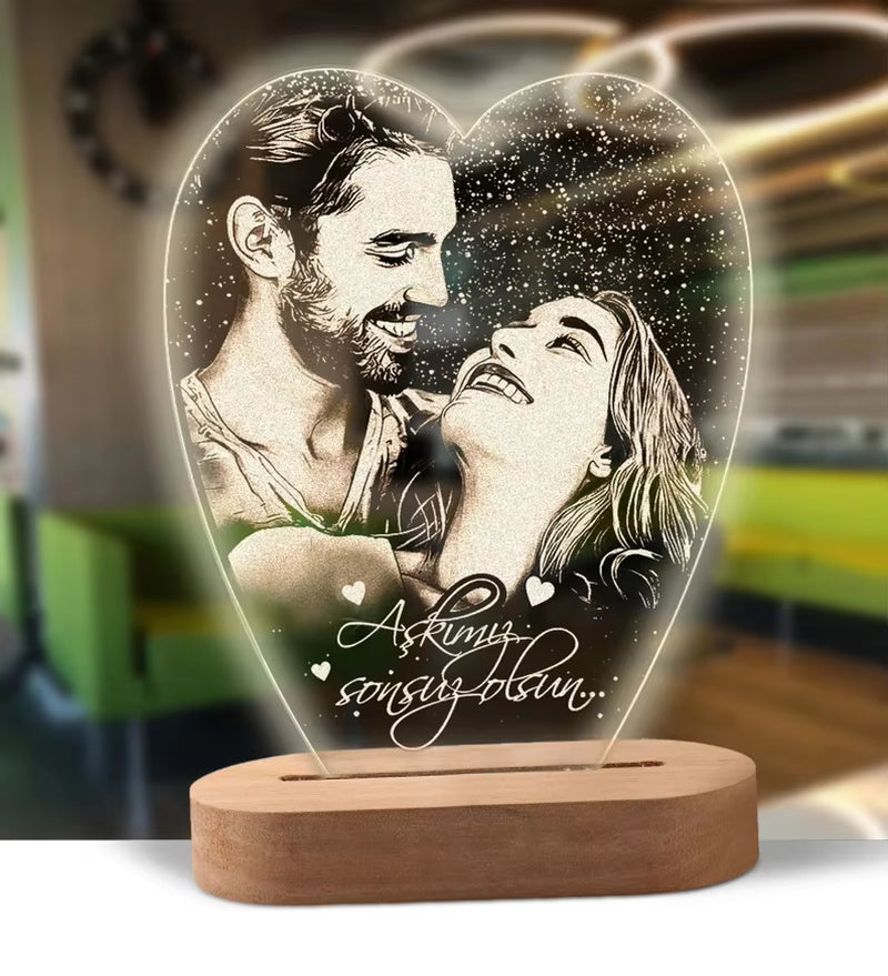 Personalized 3D Photo Lamp – Custom Photo and Text Night Light Gift for Valentine's Day, Wedding, Anniversary, Birthday