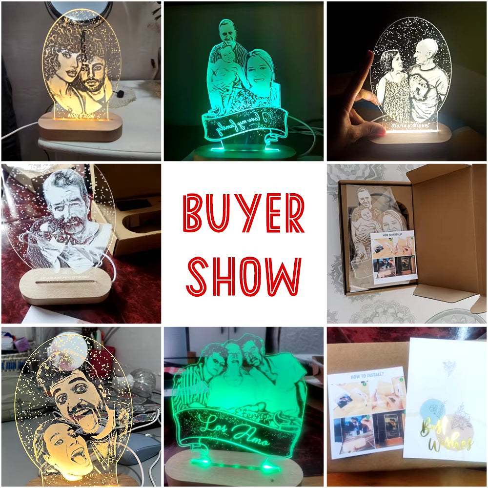 Personalized 3D Photo Lamp – Custom Photo and Text Night Light Gift for Valentine's Day, Wedding, Anniversary, Birthday