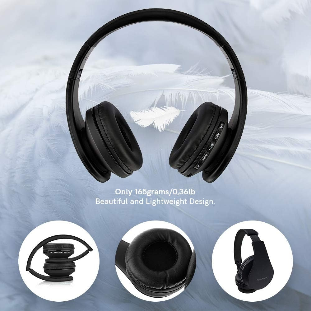 Wireless Bluetooth Over-Ear Stereo Foldable Headphones, Wired Headsets Noise Cancelling with Built-In Microphone for Iphone, Samsung, LG, Ipad (Black)