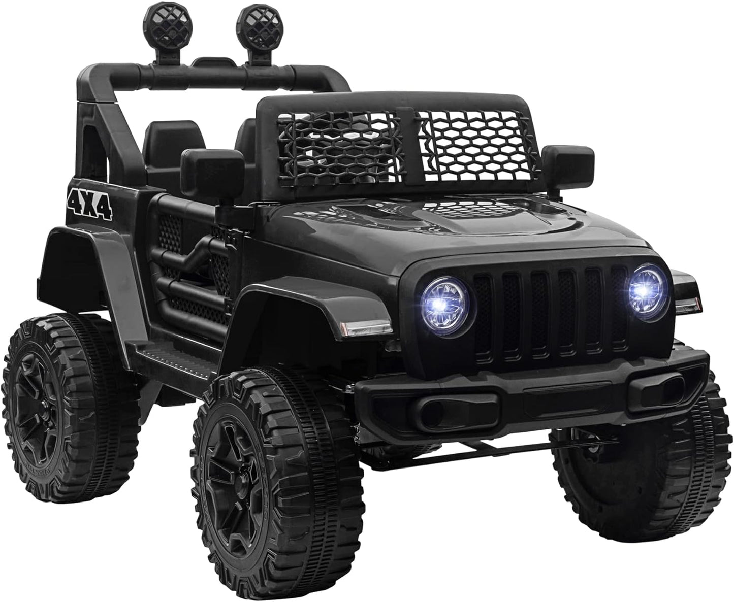 Kids Electric Ride on Car 12V off Road Toy with Parental Remote Control 2 Motors Horn Lights Suspension Wheels for 3-6 Years Old Red