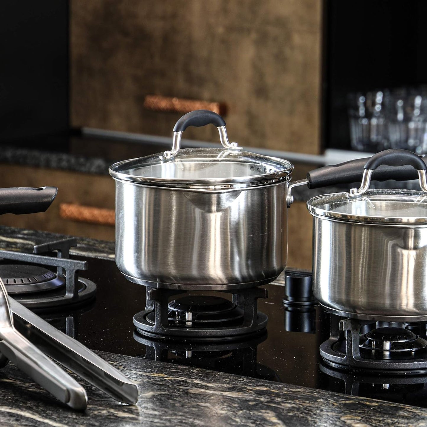 Set of 3 Stainless Steel Saucepans Crockery Dinner Set Boiling Pan Stainless Steel Pans Induction Saucepans Saucepans for Ceramic Hobs | M&W