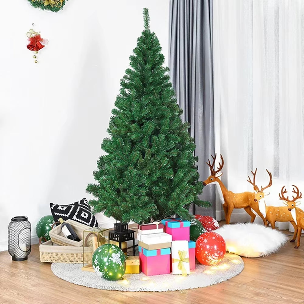 2.1M Christmas Tree with 800 Tips Folding Stable Metal Stand Fast Assemble Flame Retardant PVC Green Artificial Christmas