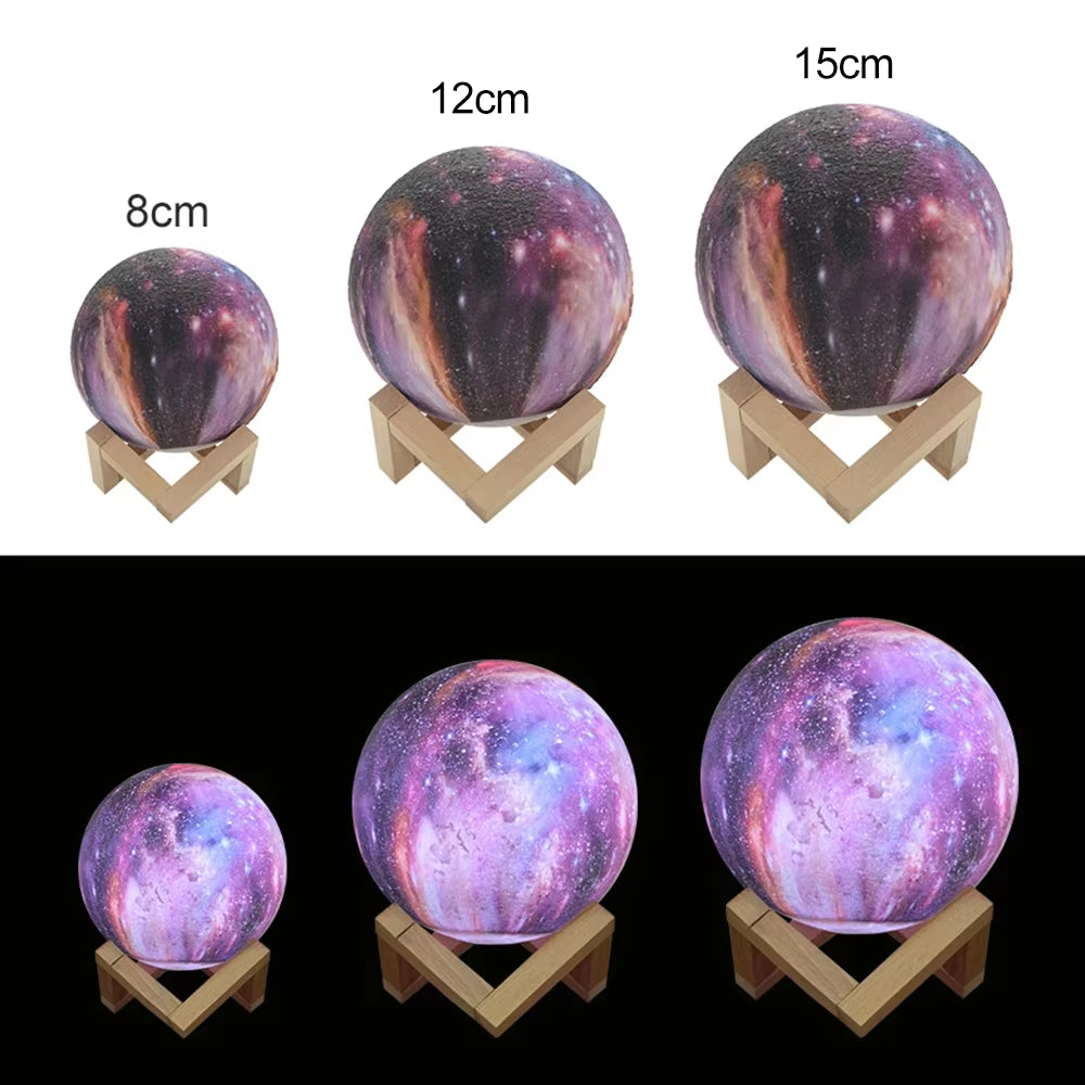 3D Printed Starry Star Moon Lights 16Colors Colorful Rechargeable Touch Night Light Home Decor Creative Gift USB Table Lamp