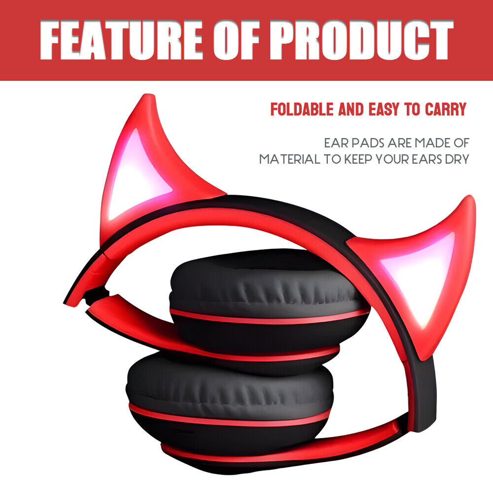Wireless Bluetooth Headphones with LED Light for Game Sports Music Cool Design