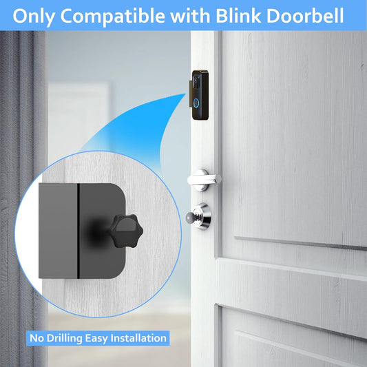 Anti-Theft Blink Doorbell Mount, No Drill Mounting Bracket Only Compatible with Blink Video Doorbell, Easy to Install, Doorbell Mount Accessories for Houses Apartments Office (Black)