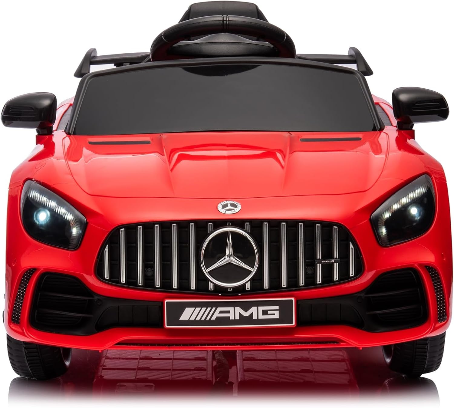 12V Ride on Car, Licensed Mercedes Benz AMG GTR with Parental Remote, 2 Motors Electric Car for Kids to Drive W/Wider Seat, LED Lights, Openable Doors, MP3, Smooth Start, 3 Speeds - Red