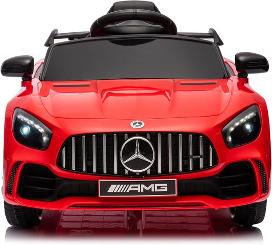 12V Ride on Car, Licensed Mercedes Benz AMG GTR with Parental Remote, 2 Motors Electric Car for Kids to Drive W/Wider Seat, LED Lights, Openable Doors, MP3, Smooth Start, 3 Speeds - Red
