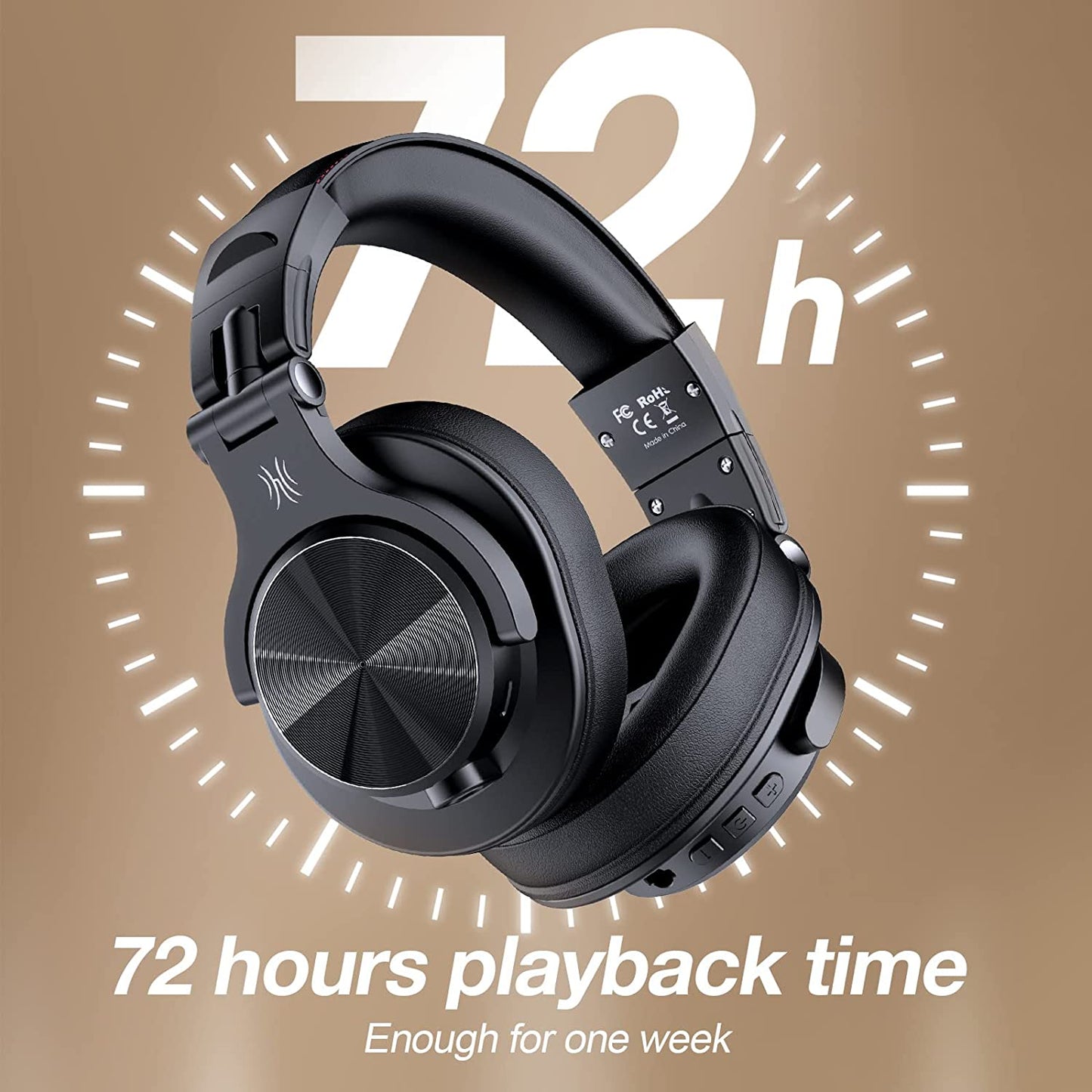 A70 Bluetooth Headphones over Ear, 72 Hrs Playtime, Monitor Level Stereo Sound Quality, Foldable Wireless&Wired DJ Headphone, Professional Studio Headphones for Dj/Tv/Pc/Phone
