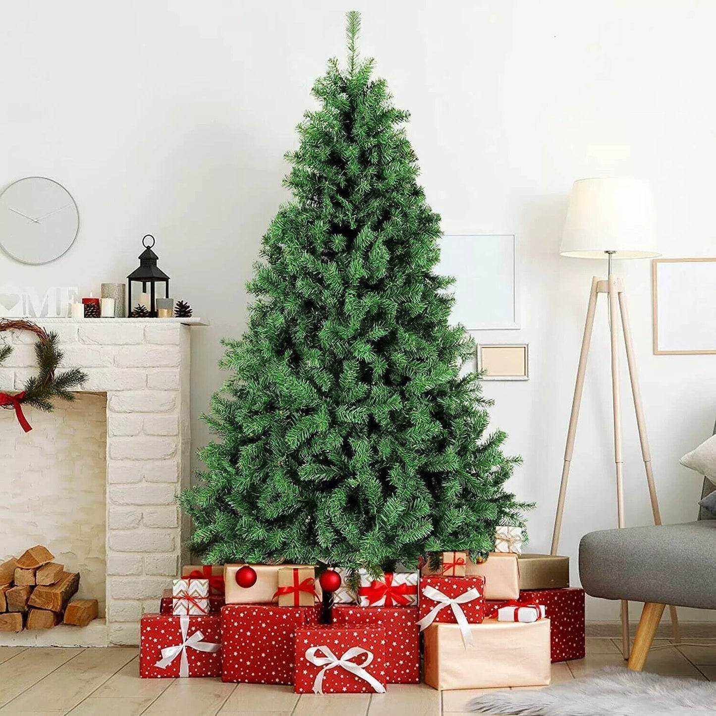 CHRISTMAS TREE with STAND BUSHY ARTIFICIAL TRADITIONAL XMAS TREE 5FT 6FT 7FT NEW