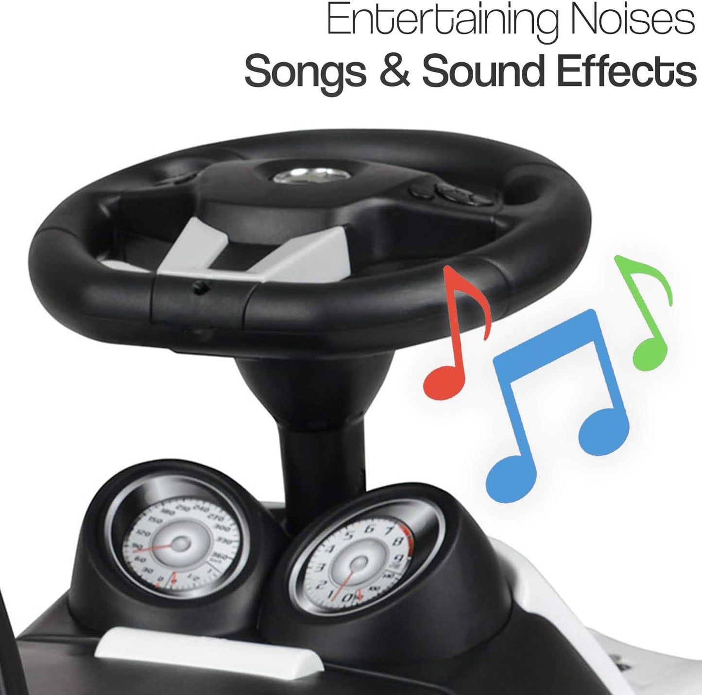 Kids Ride on Mercedes Benz Car with Sound Effects Licensed for 2+ Years Old (White Car)