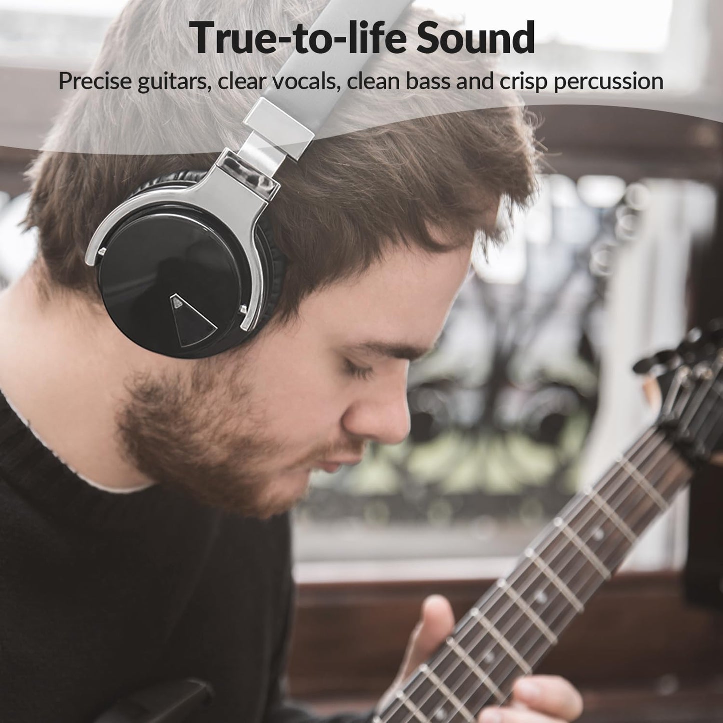 E7 Active Noise Cancelling Headphones Bluetooth Headphones Wireless Headphones over Ear with Microphone Deep Bass, Comfortable Protein Earpads, 30 Hours Playtime for Travel/Work, Black