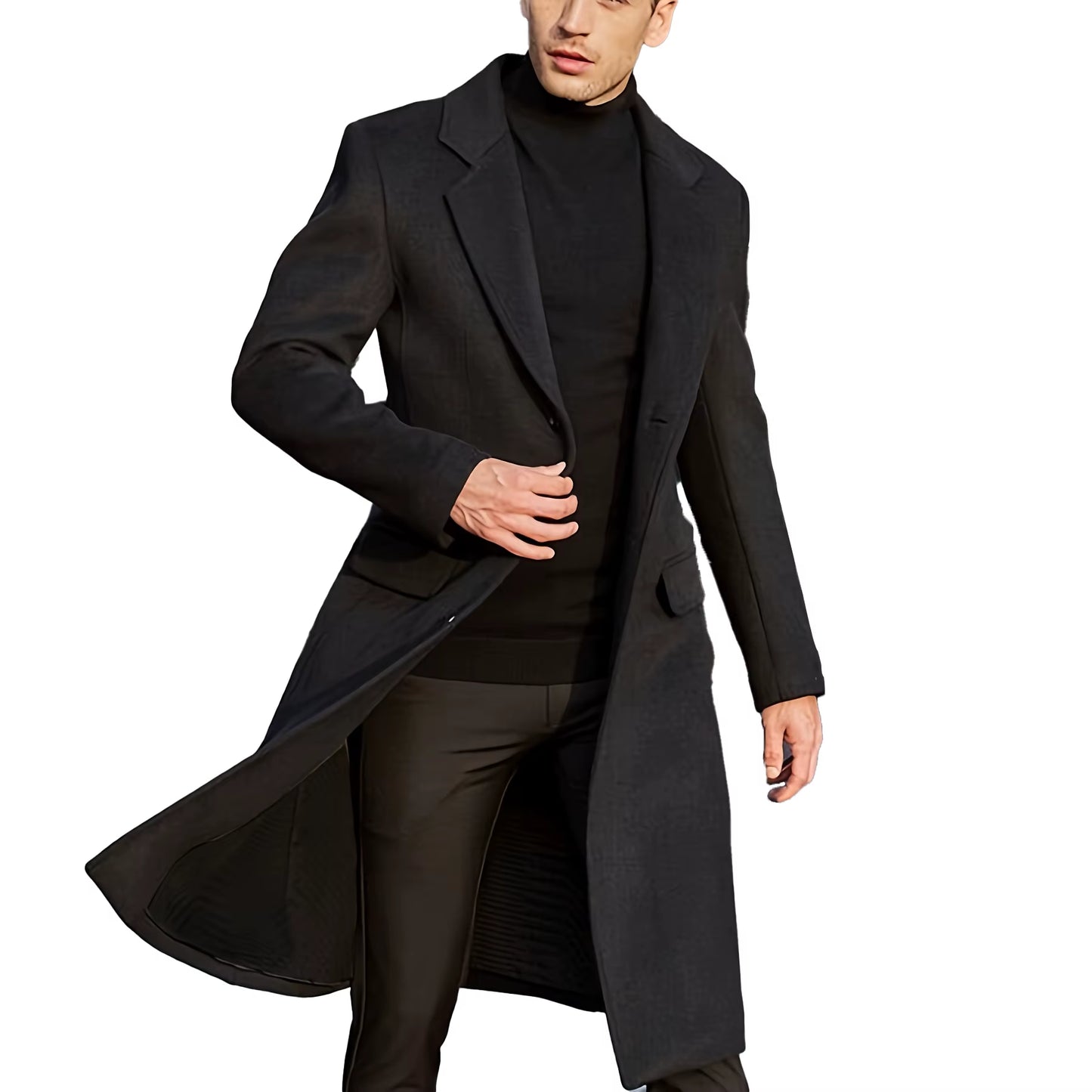 New Men's Coat British Style Long Casual Windbreaker Autumn and Winter Aura Commuter Top Coat for Men