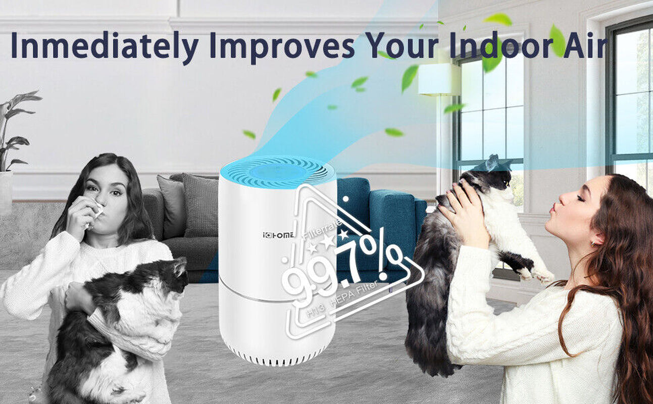 Air Purifier with HEPA & Active Carbon Filter Home Air Cleaner Noise Reduction