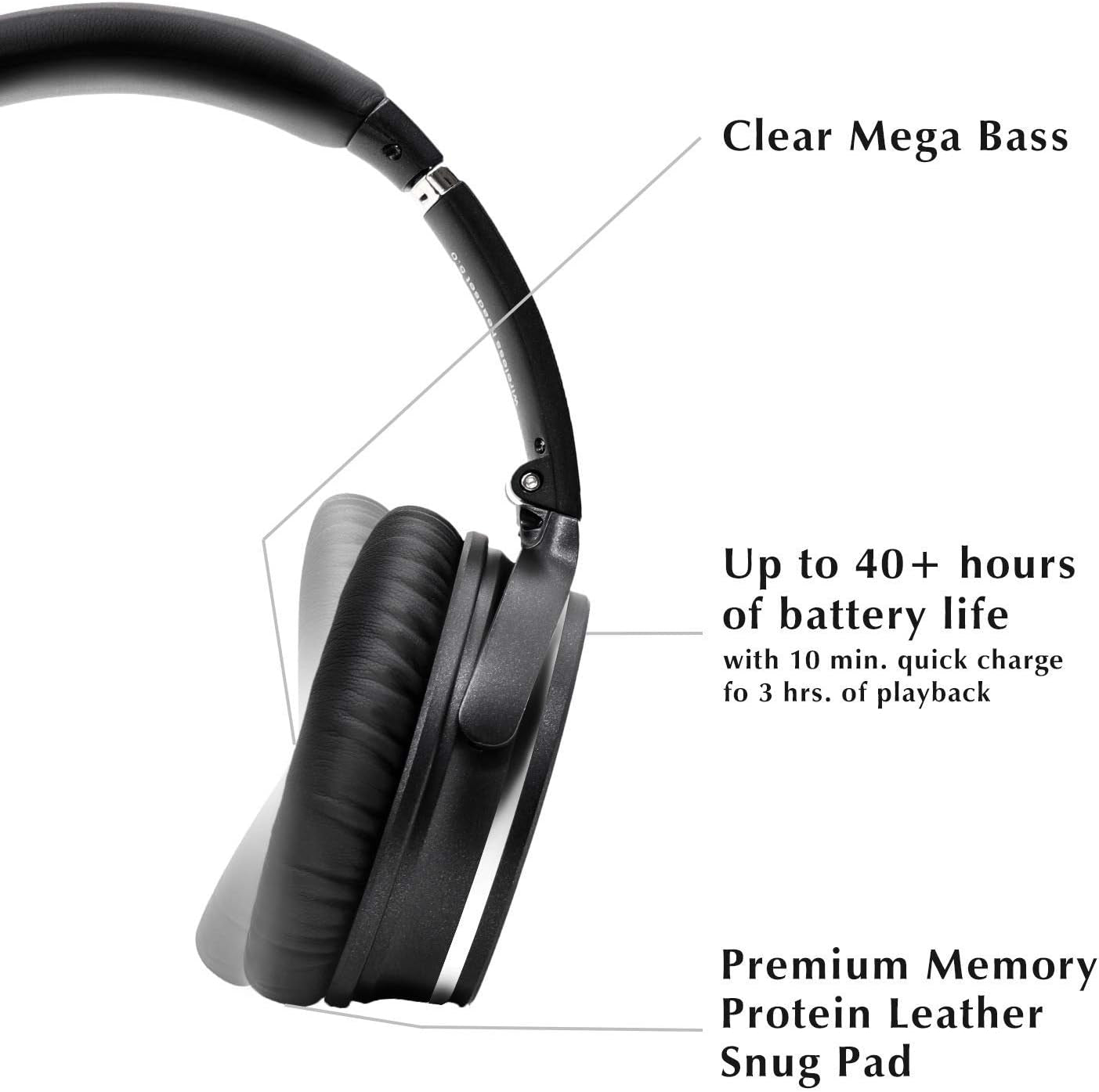 NC35 Noise Cancelling Wireless Headphones Bluetooth 5.0, Foldable over Ear Headset with Build-In Mic,50+ Hrs Playtime,Multi-Point Bluetooth Connection Voice Call