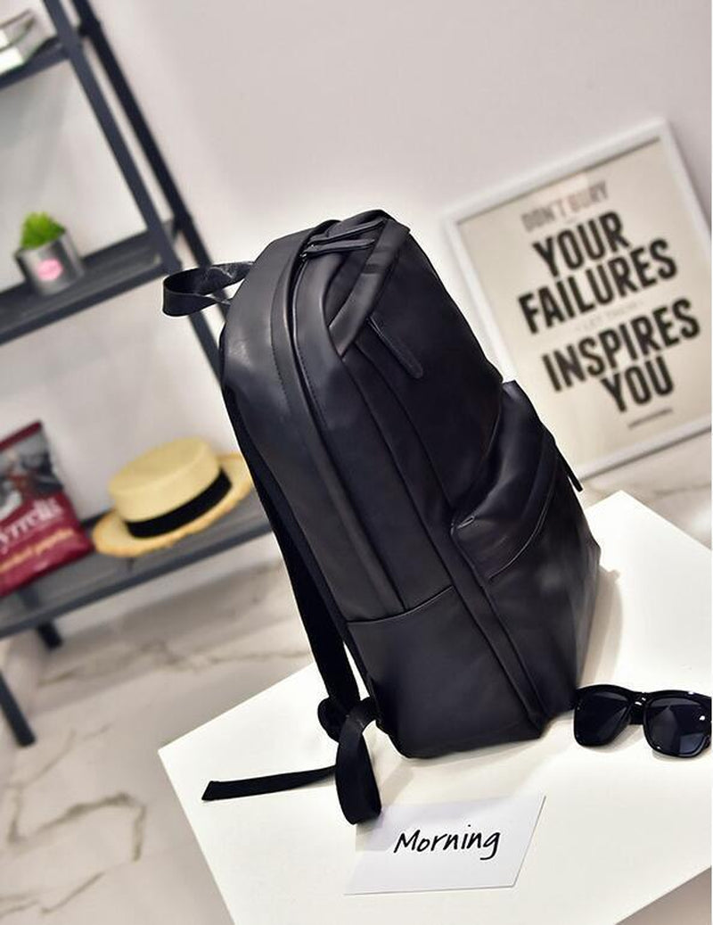 Unisex Laptop Backpack Large Leather Travel Rucksack School Bag Black