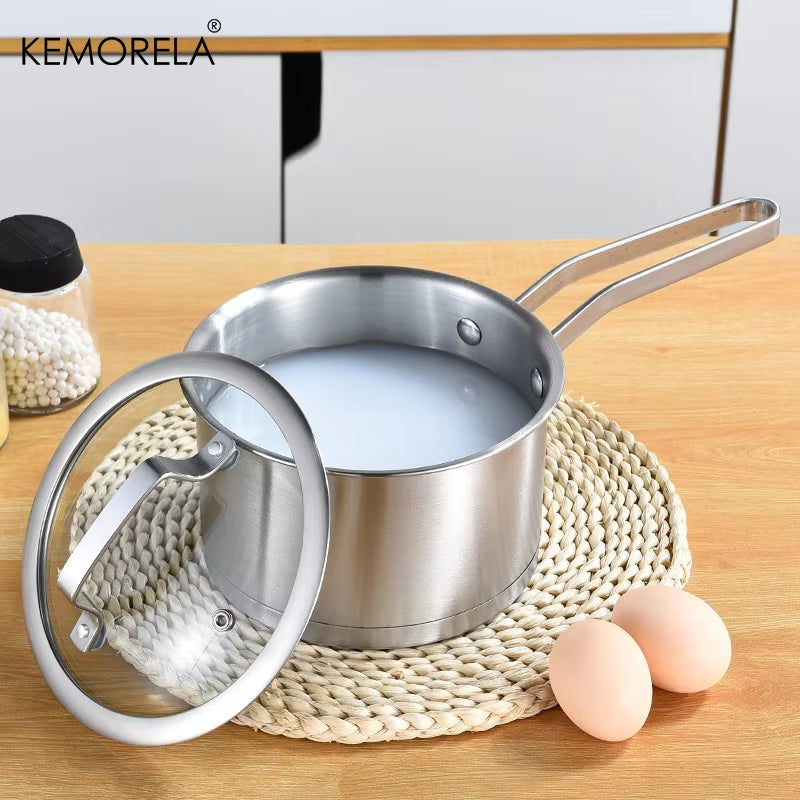Stainless Steel Pot Set – Thickened Right-Angle Soup, Milk, Fry, and Steamer Pots (16/20/24cm)
