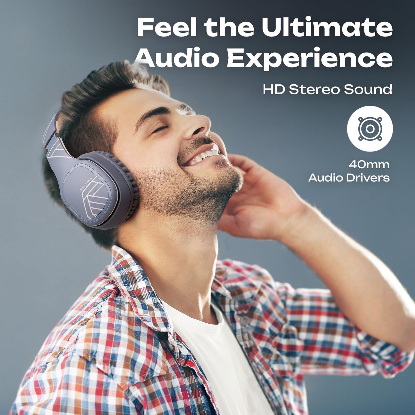 Wireless Headphones over Ear, Bluetooth Headphones over Ear, 50 Hours Playtime, Foldable Headphones with Built-In Microphone, Hi-Fi Stereo, Lightweight and Wired Mode for Phone Travel PC