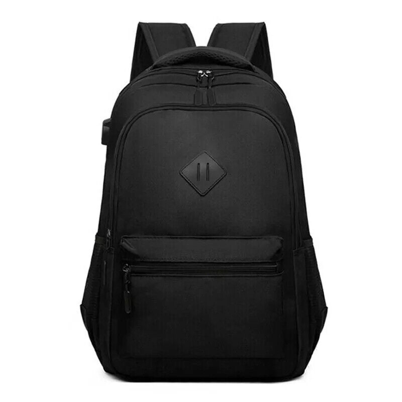 Unisex Laptop Backpack Large Leather Travel Rucksack School Bag Black