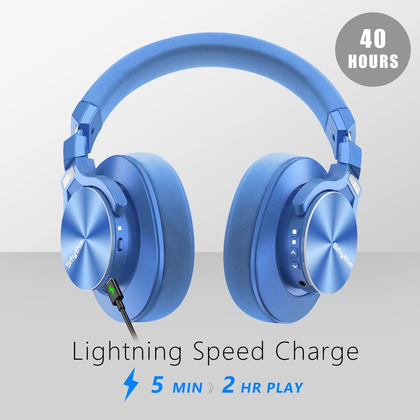 NC75 Pro Active Noise Cancelling Headphones Bluetooth 5.3,Over-Ear Headset with Build-In Microphone,Hi-Fi,40 Hours Playtime for All Bluetooth Devices (Diamond Blue)