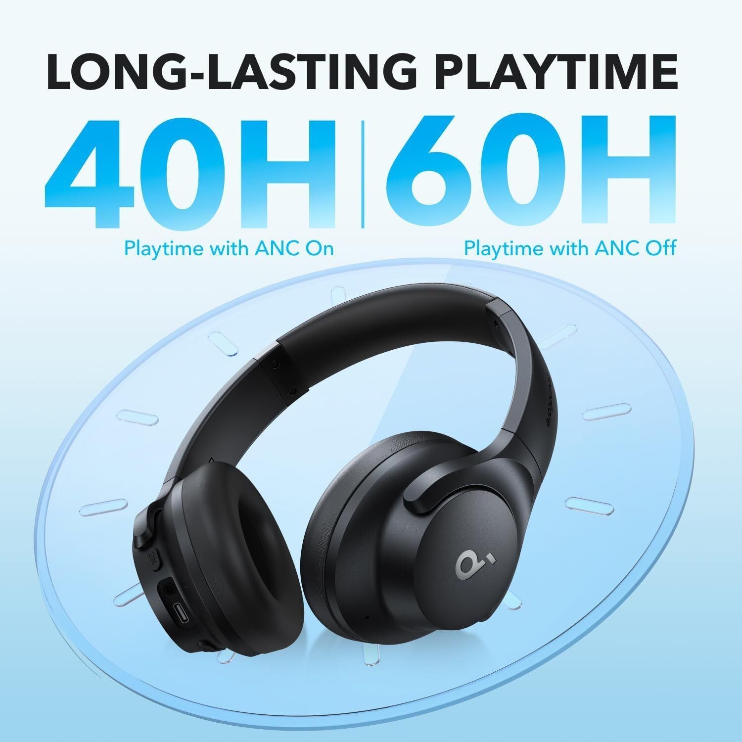 High-Quality Soundcore by Anker Q20i Hybrid Active Noise Cancelling Foldable Headphones – 40H Battery Life, App Control & Hi-Res Audio - Ear Comfort