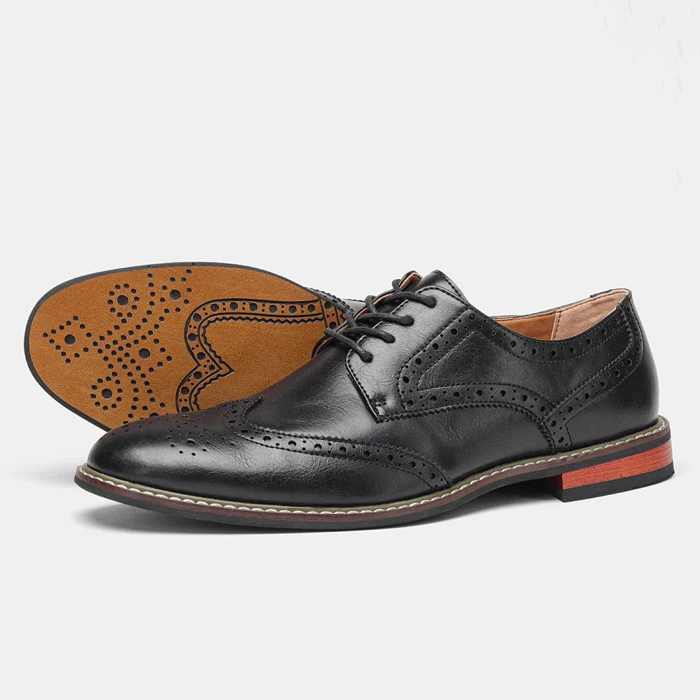 Men’s Classic Brogue Leather Dress Shoes – Formal Wedding & Social Footwear (Size 7–13)