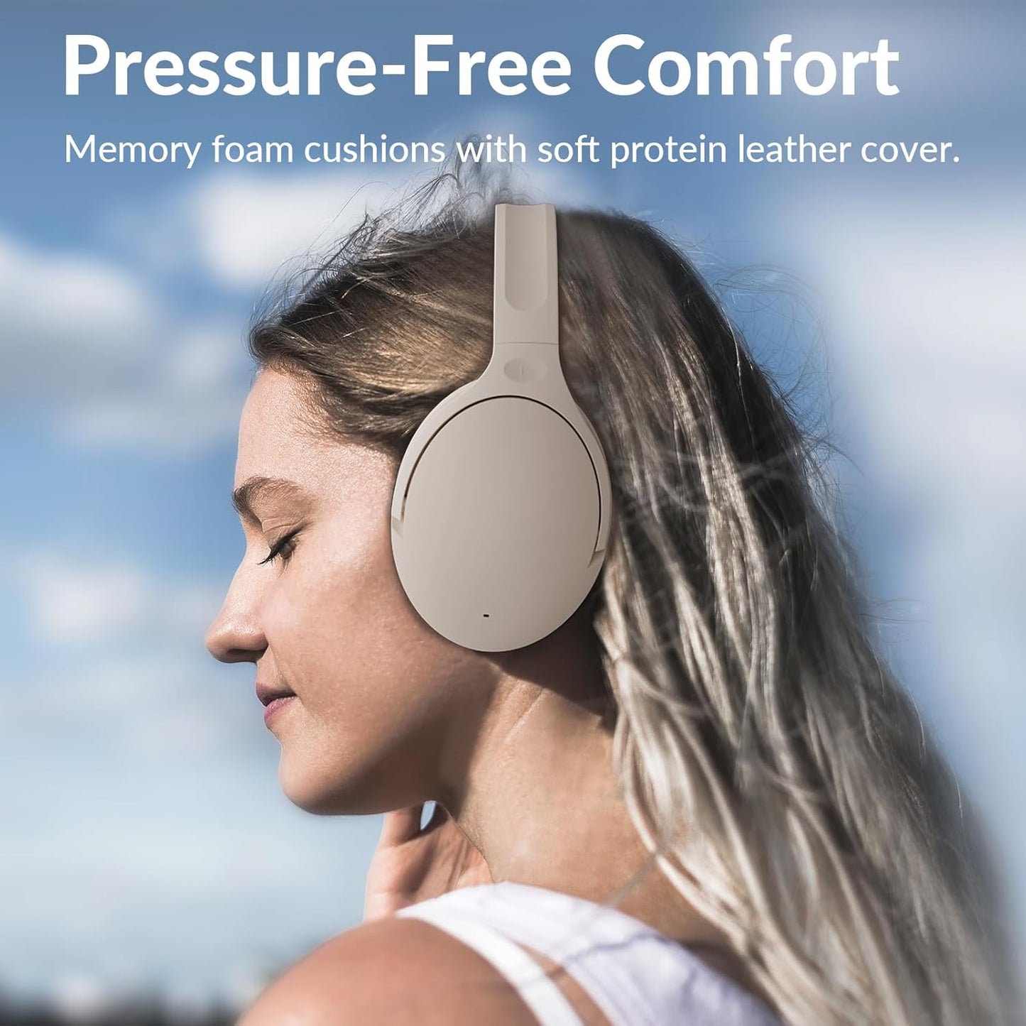 H3 Adaptive Noise Cancelling Headphones,Wireless Headphones over Ear,Foldable Wireless Headphones with 80 Hrs Playtime,For Gym,Travel,Home Office