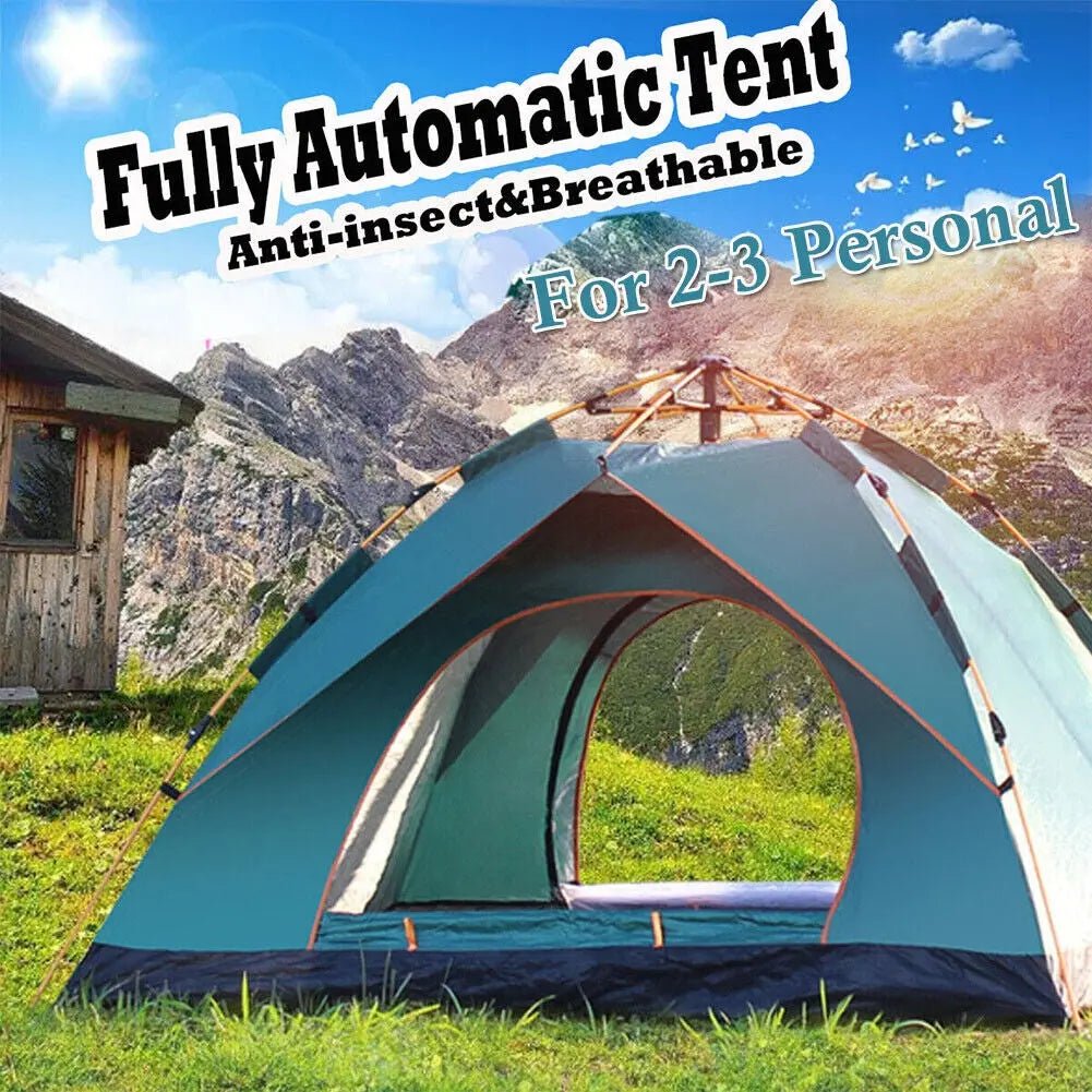 2 - 3 Man Automatic Instant Double Layer Pop up Camping Tent Waterproof Outdoor - DynamicDrop Hub