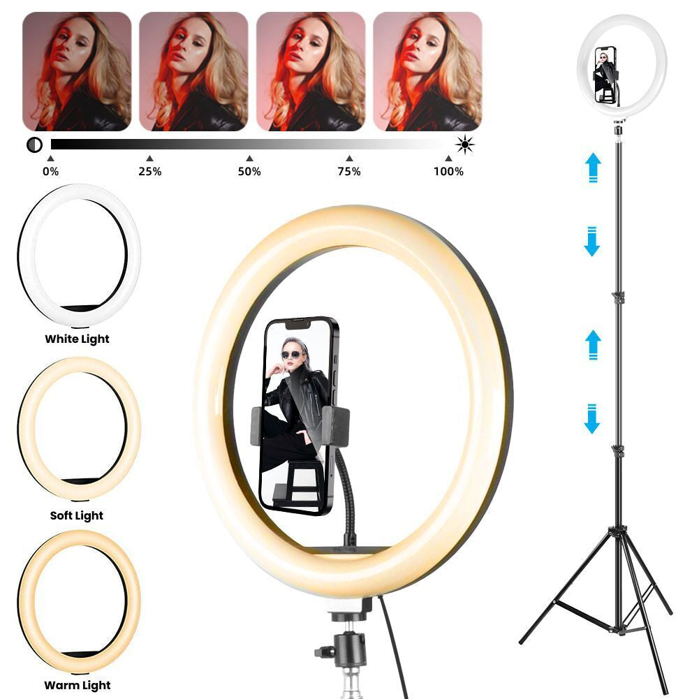 12" to 14" LED Selfie Ring Light with Tripod Stand & Phone Holder for Makeup Live