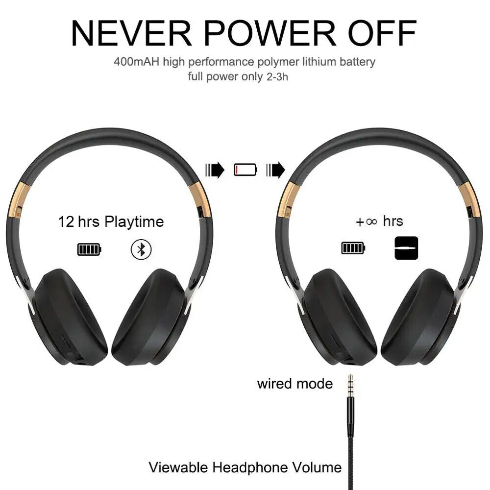 Wireless Bluetooth Headphones with Noise Cancelling Over-Ear Stereo Earphones