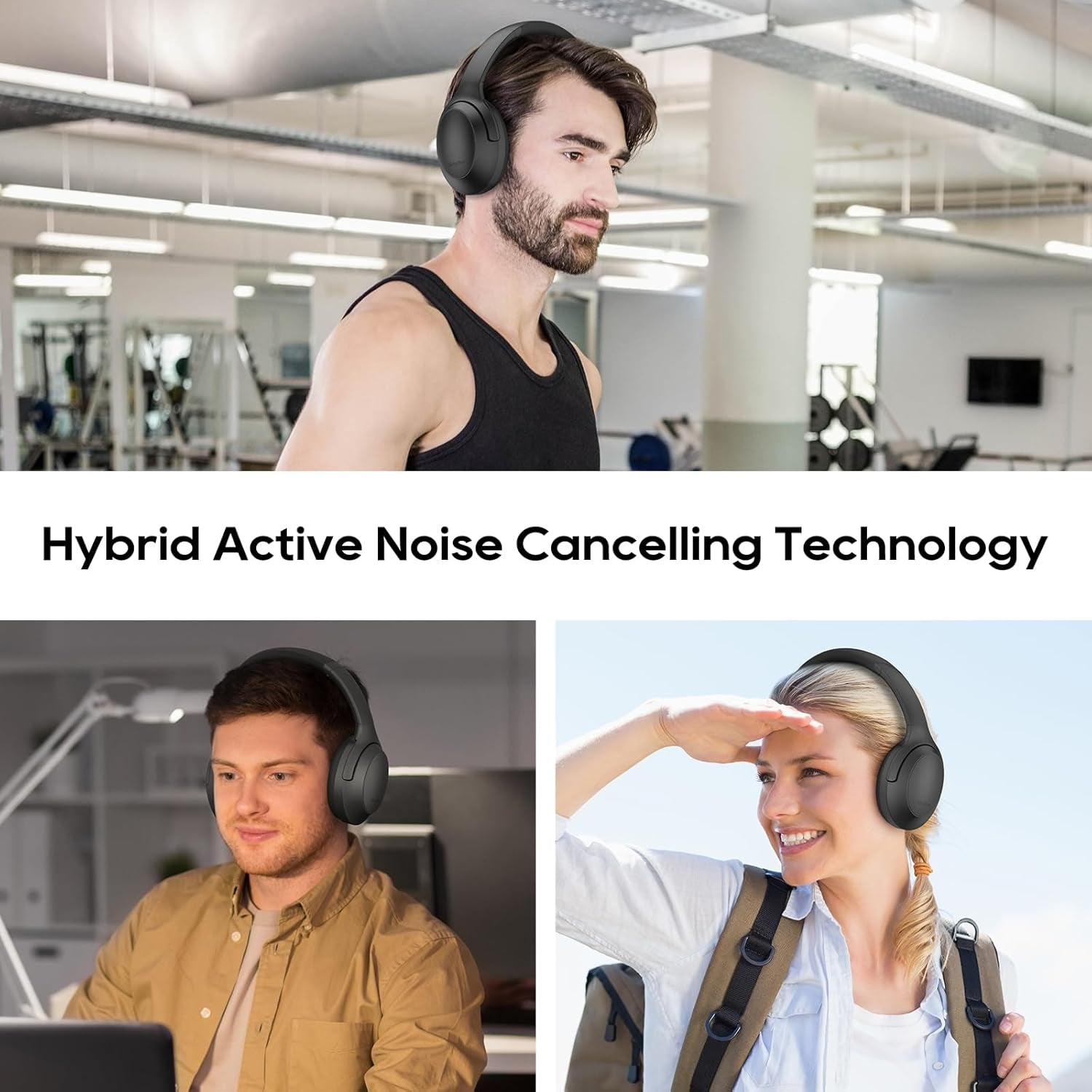NC45 Active Noise Cancelling Headphones, Wireless Bluetooth Headphones over Ear with Mic Deep Bass, Foldable and Durable,Comfortable Protein Earpads, 40H Playtime for Tv/Pc/Cell Phone