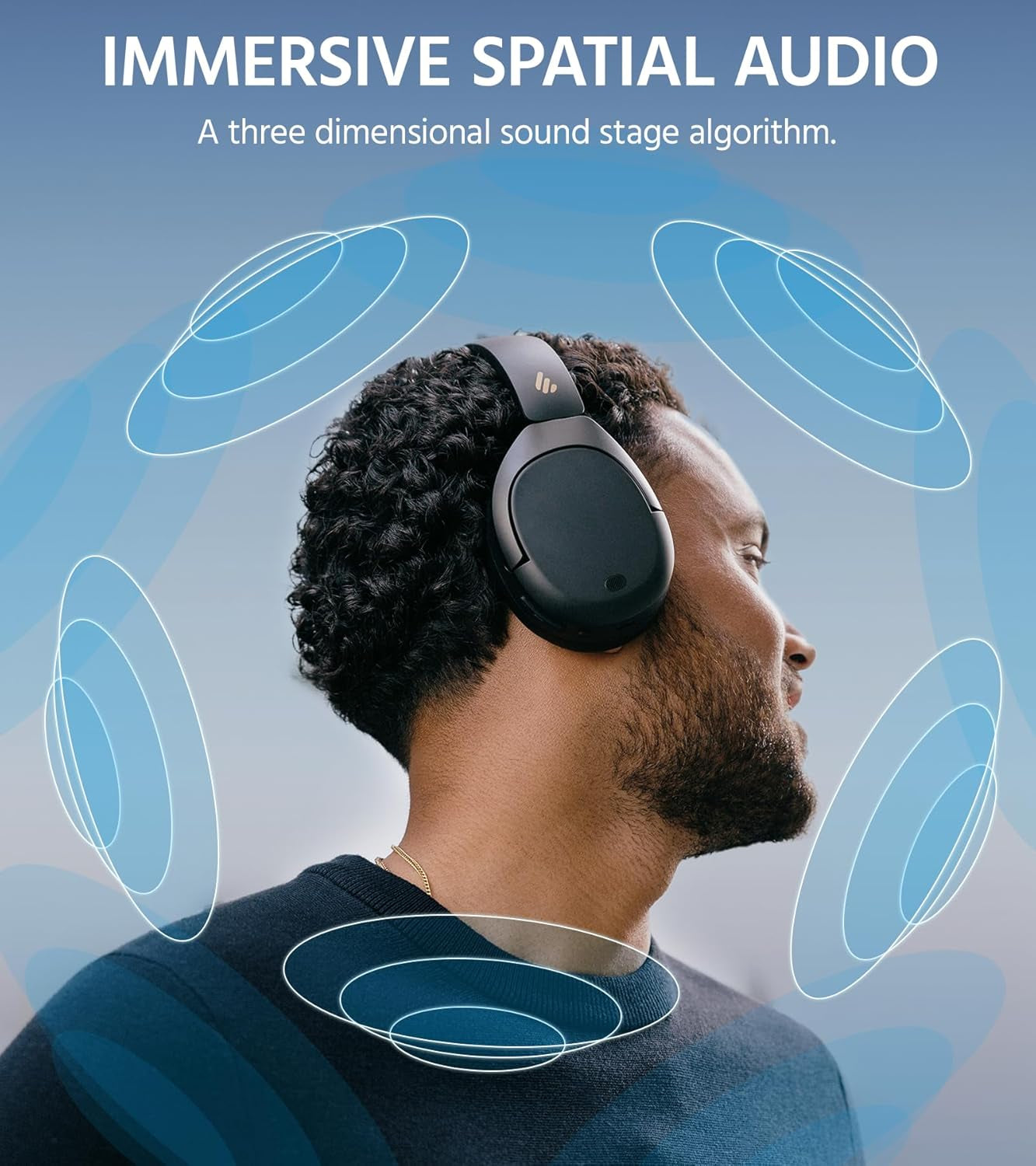 W830NB Wireless over Ear Headphones with -45 Db ANC, 94 Hours Battery, LDAC Hi-Res Sound, Spatial Audio, Quick Charge, Bluetooth V5.4 - Black