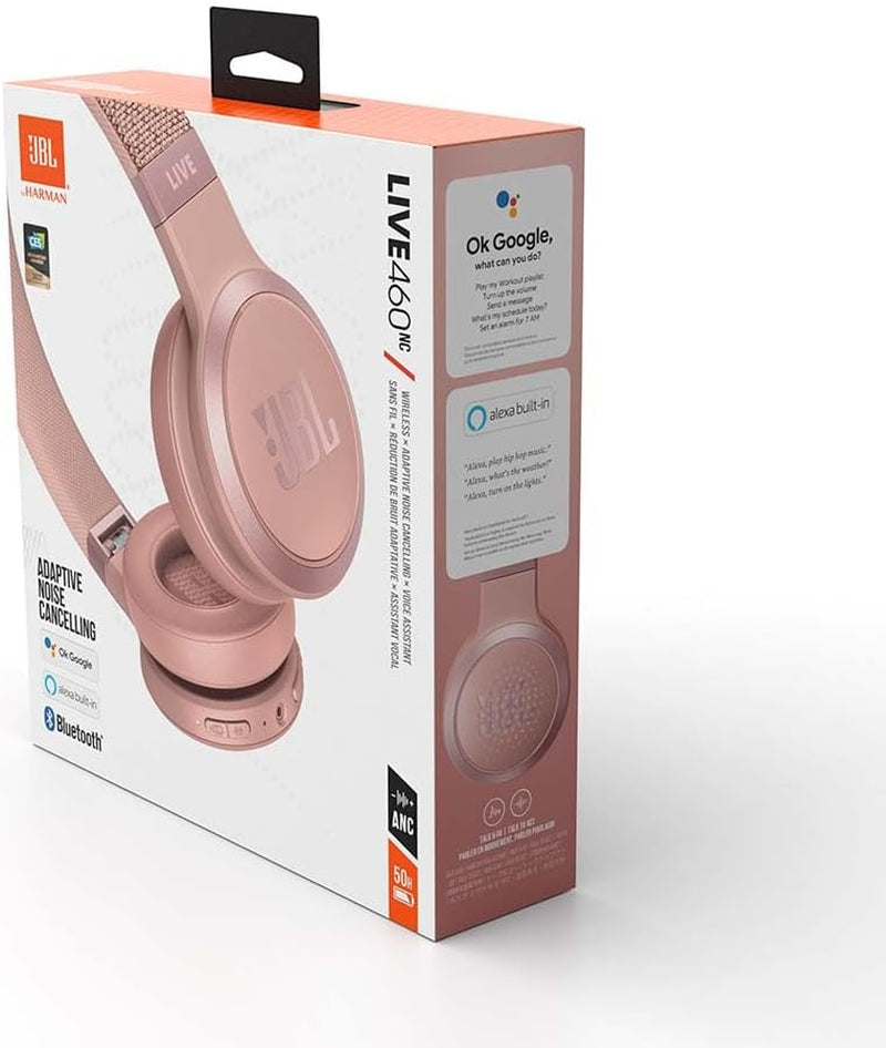 Live 460NC Wireless On-Ear Bluetooth Headphones with Active Noise-Cancelling Technology, up to 50 Hours Battery Life, Rose Pink
