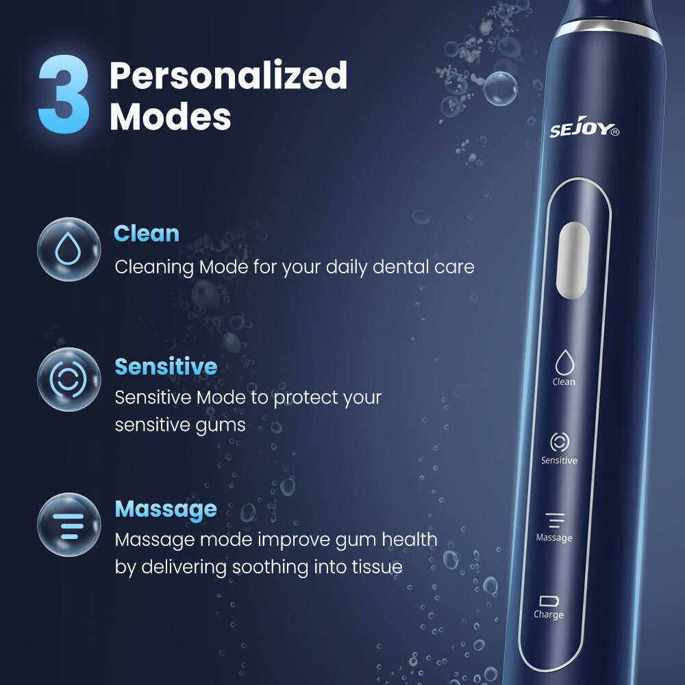 Rechargeable Electric Toothbrush with 3 Brushing Modes, Timer, and 7 Brush Heads – IPX7 Waterproof