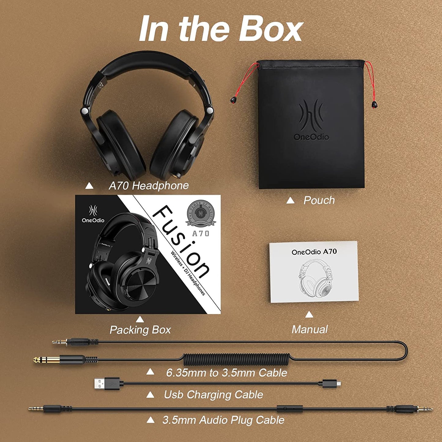A70 Bluetooth Headphones over Ear, 72 Hrs Playtime, Monitor Level Stereo Sound Quality, Foldable Wireless&Wired DJ Headphone, Professional Studio Headphones for Dj/Tv/Pc/Phone