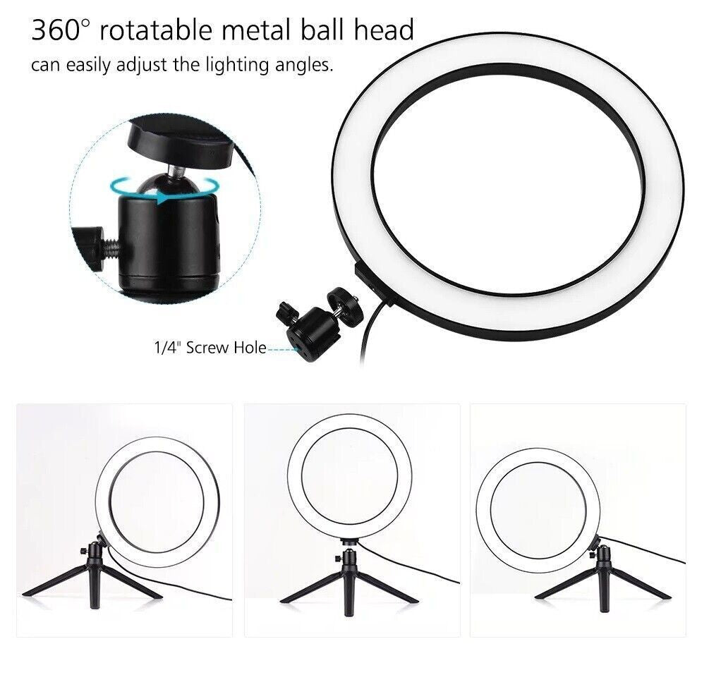 10" LED Ring Light with Stand for Youtube Makeup Video Live Phone Selfies