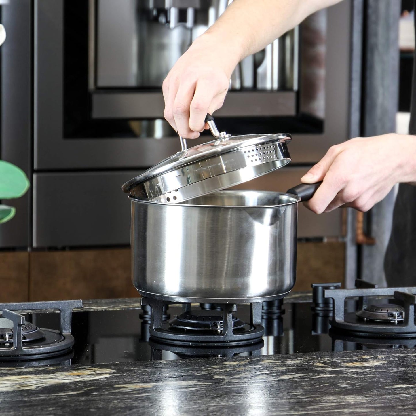 Set of 3 Stainless Steel Saucepans Crockery Dinner Set Boiling Pan Stainless Steel Pans Induction Saucepans Saucepans for Ceramic Hobs | M&W