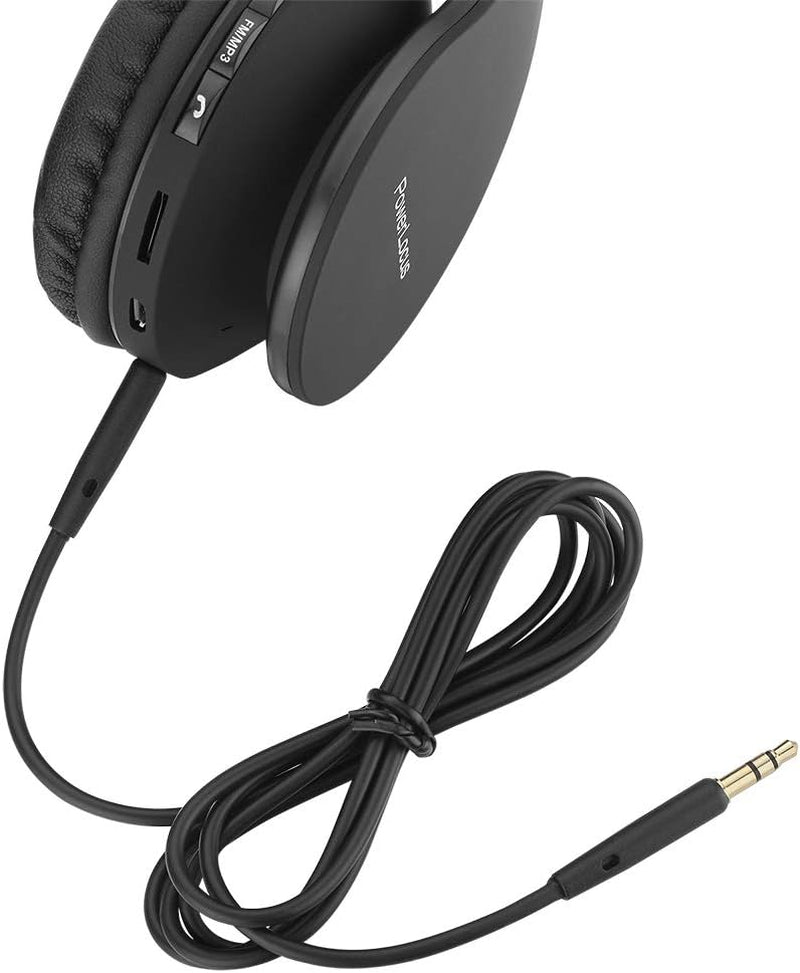 Wireless Bluetooth Over-Ear Stereo Foldable Headphones, Wired Headsets Noise Cancelling with Built-In Microphone for Iphone, Samsung, LG, Ipad (Black)
